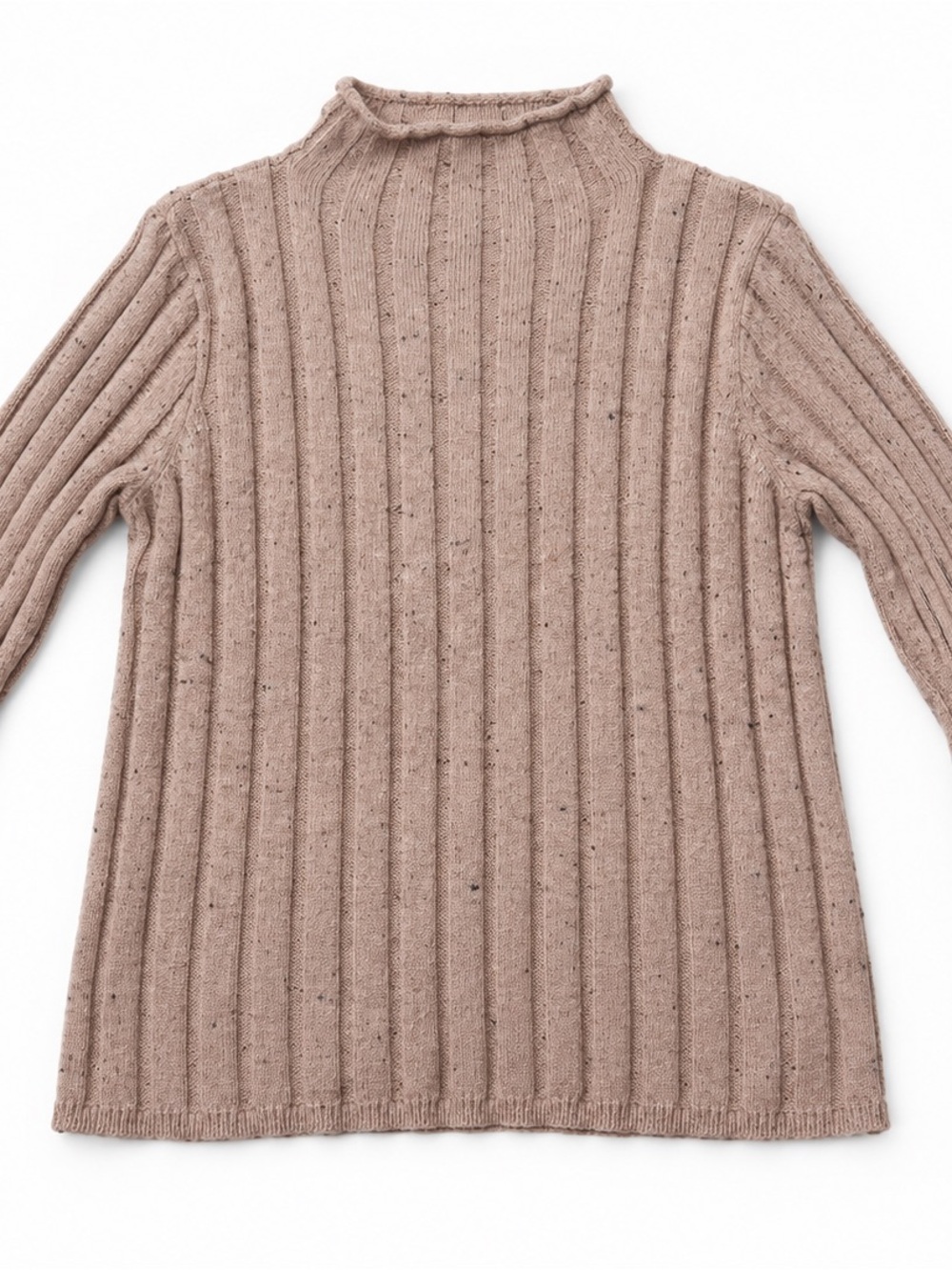 Madewell Ribbed Mock Neck Speckled Sweater - Taupe Pink